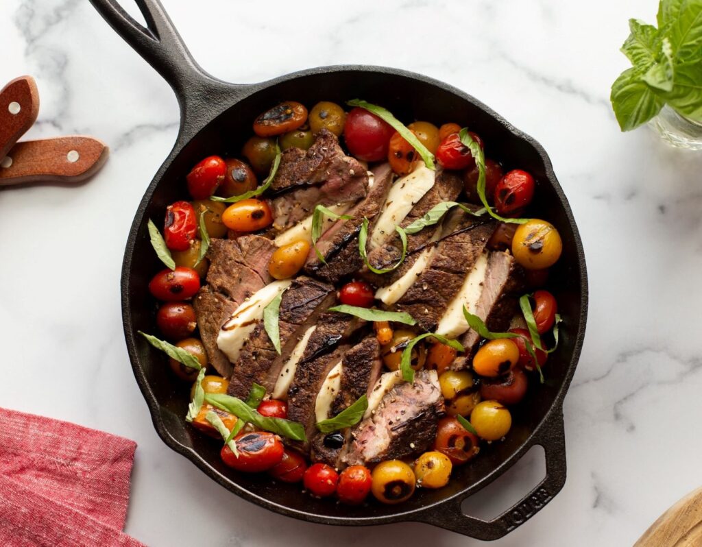 cast iron skillet with food